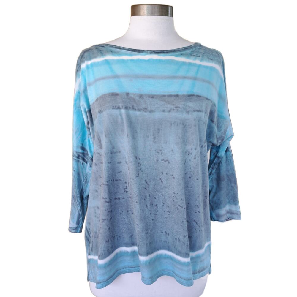 Marika Charles MA+CH Hand Dyed Boatneck Jersey Top Small Blue Seas Wearable Art